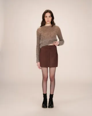 Suede mini skirt