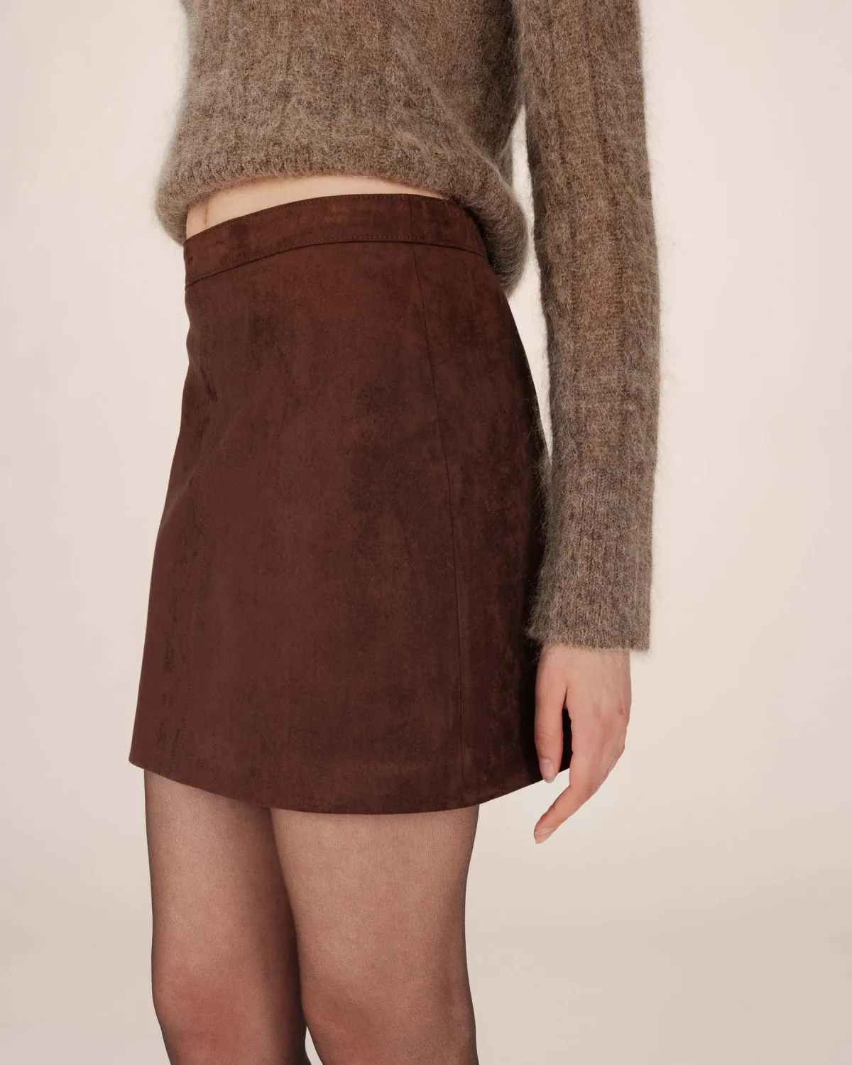 Suede mini skirt