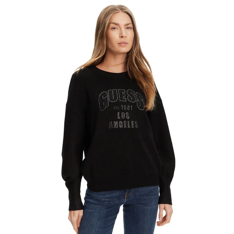 Regular sweater with rhinestone