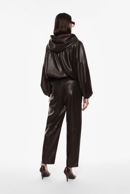 Straight-leg faux leather pants