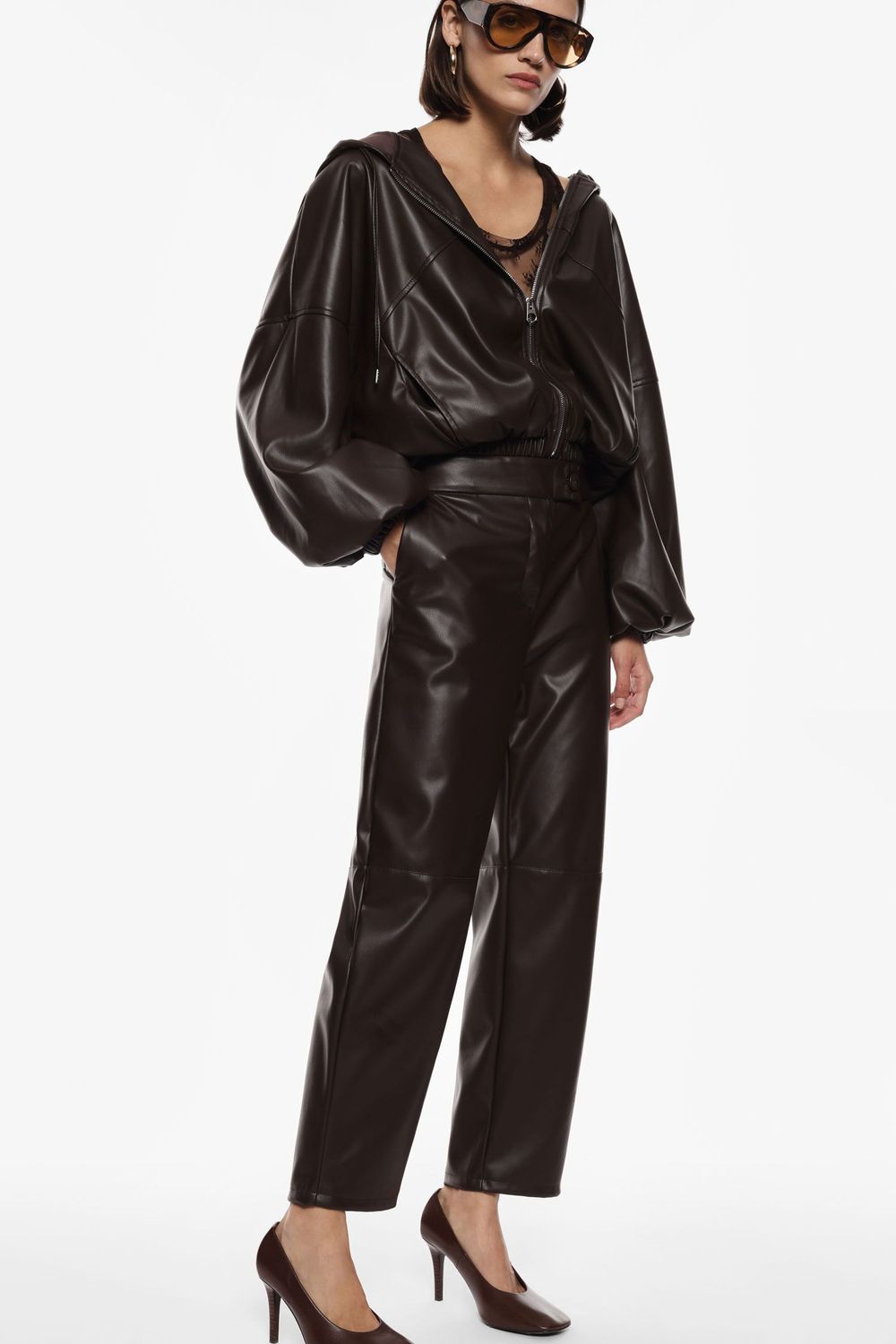 Straight-leg faux leather pants