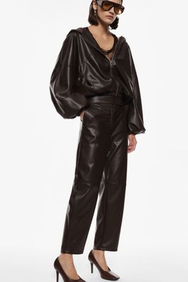 Straight-leg faux leather pants