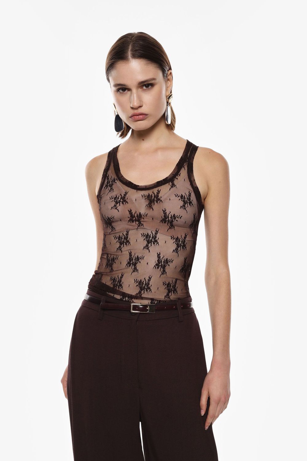 Floral lace tank top