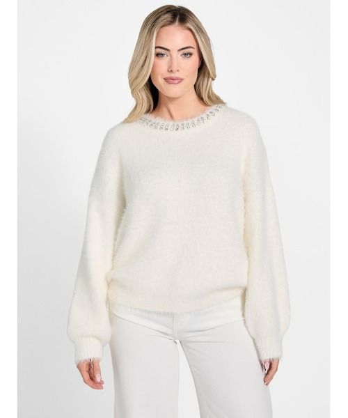​Regular sweater with jeweled appliqués