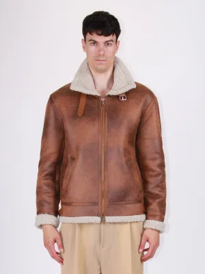 Aviator-style faux sheepskin coat