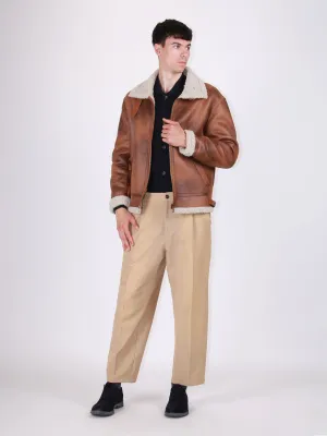 ​Aviator-style faux sheepskin coat