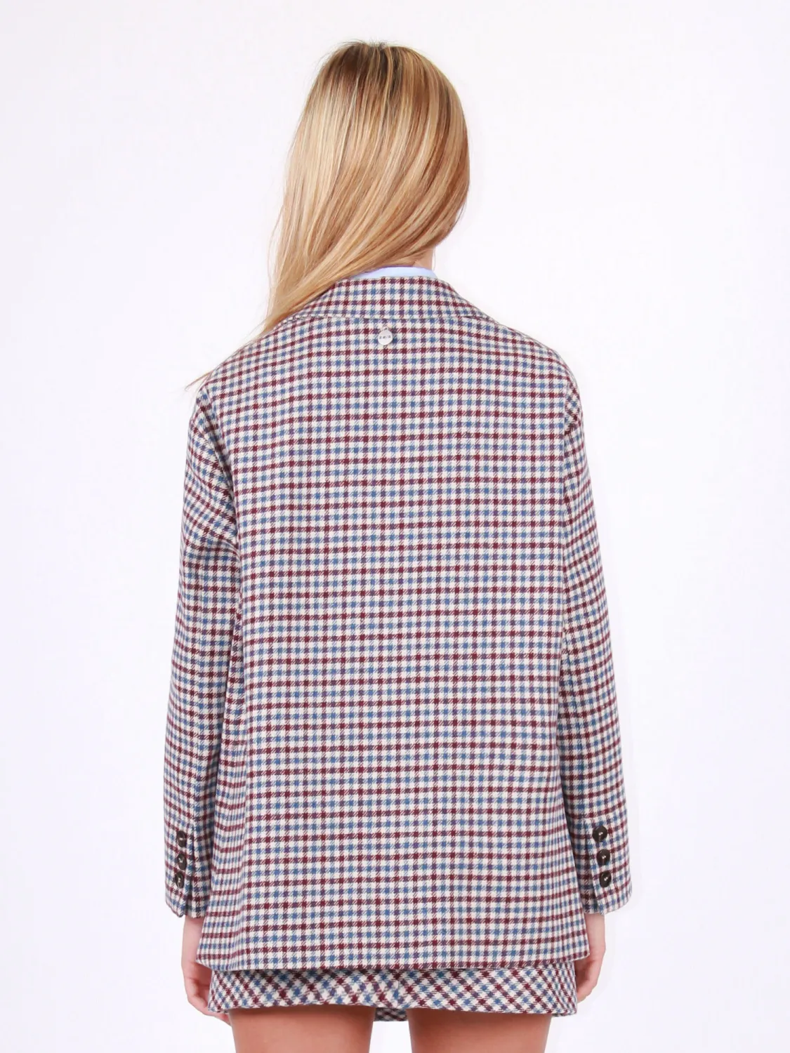 Oversized checked wool blend jacket