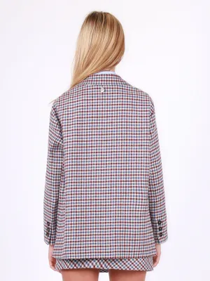 Oversized checked wool blend jacket