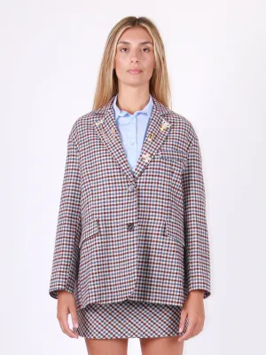 Oversized checked wool blend jacket