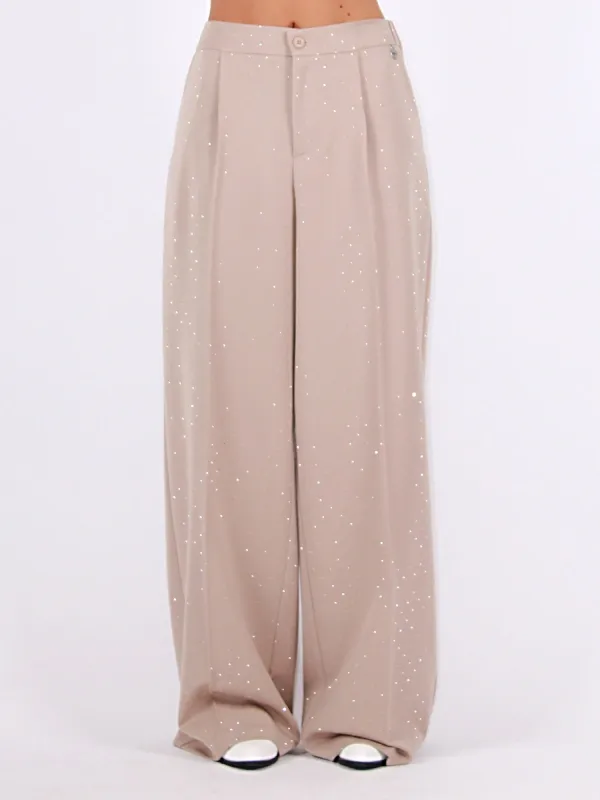 Flare pants with rhinestones