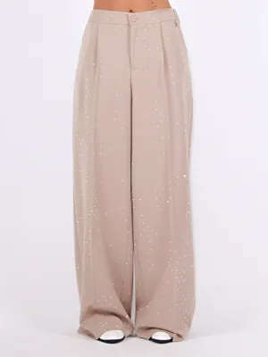 Flare pants with rhinestones