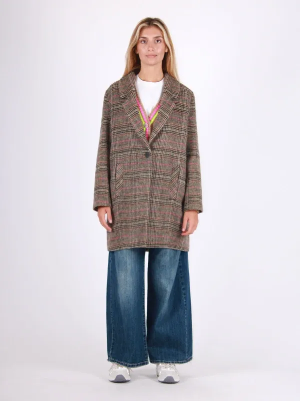 ​Regular multicolored checked coat