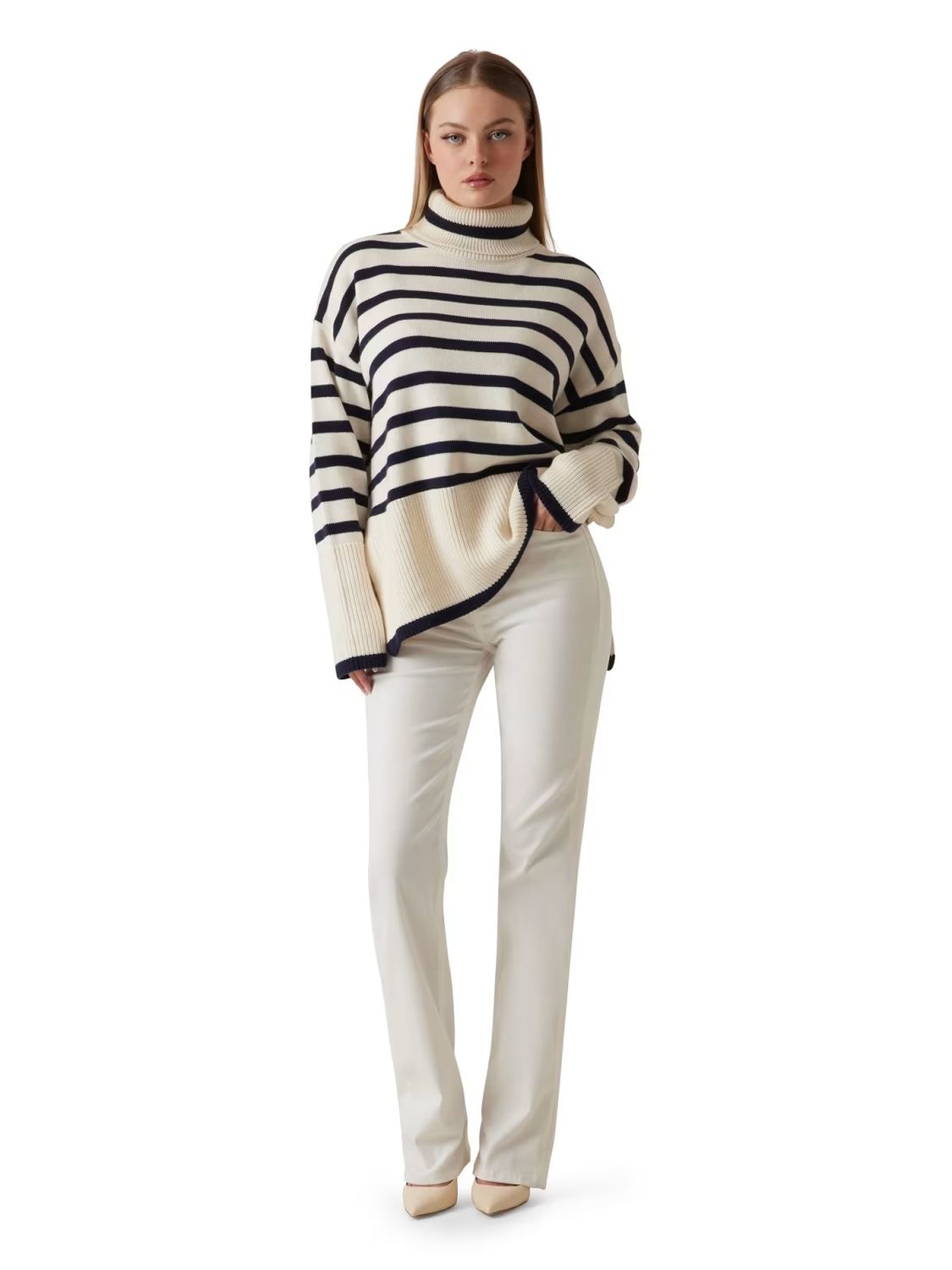 Striped turtleneck sweater