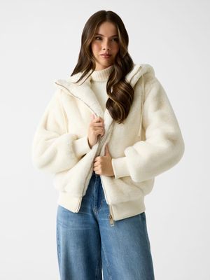 Faux fur hooded jacket