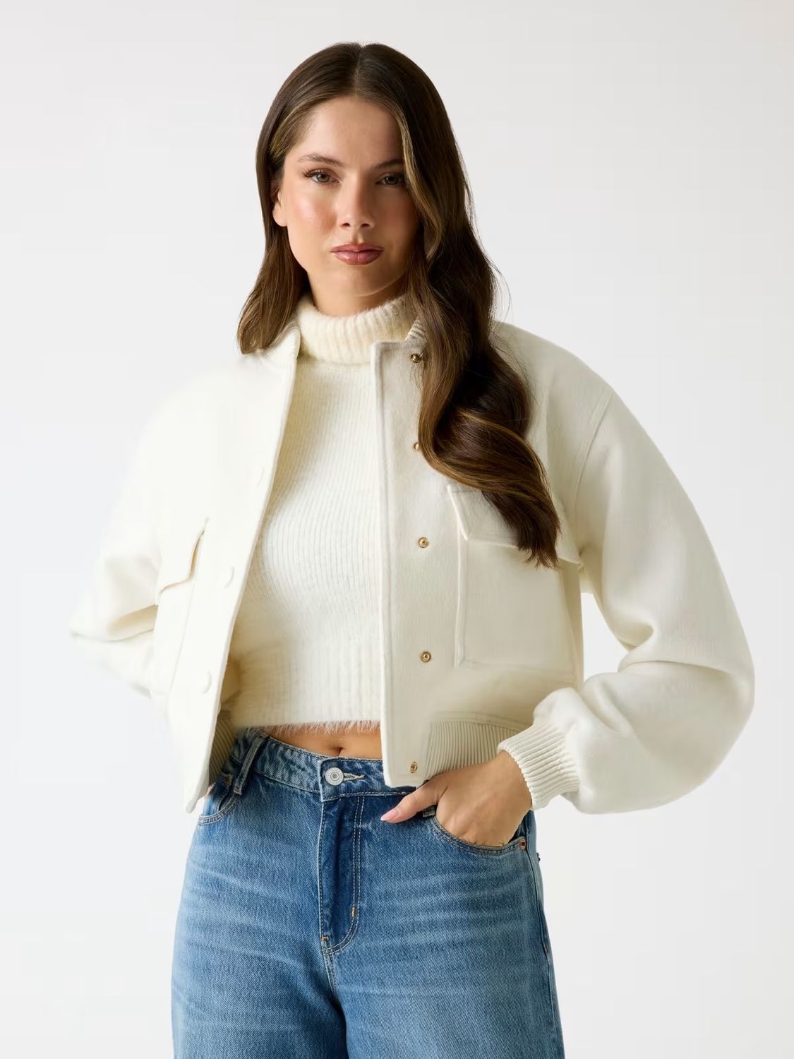 Short cloth bomber jacket