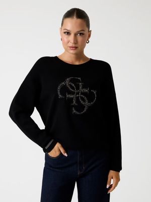Sweater with logo and bright studs