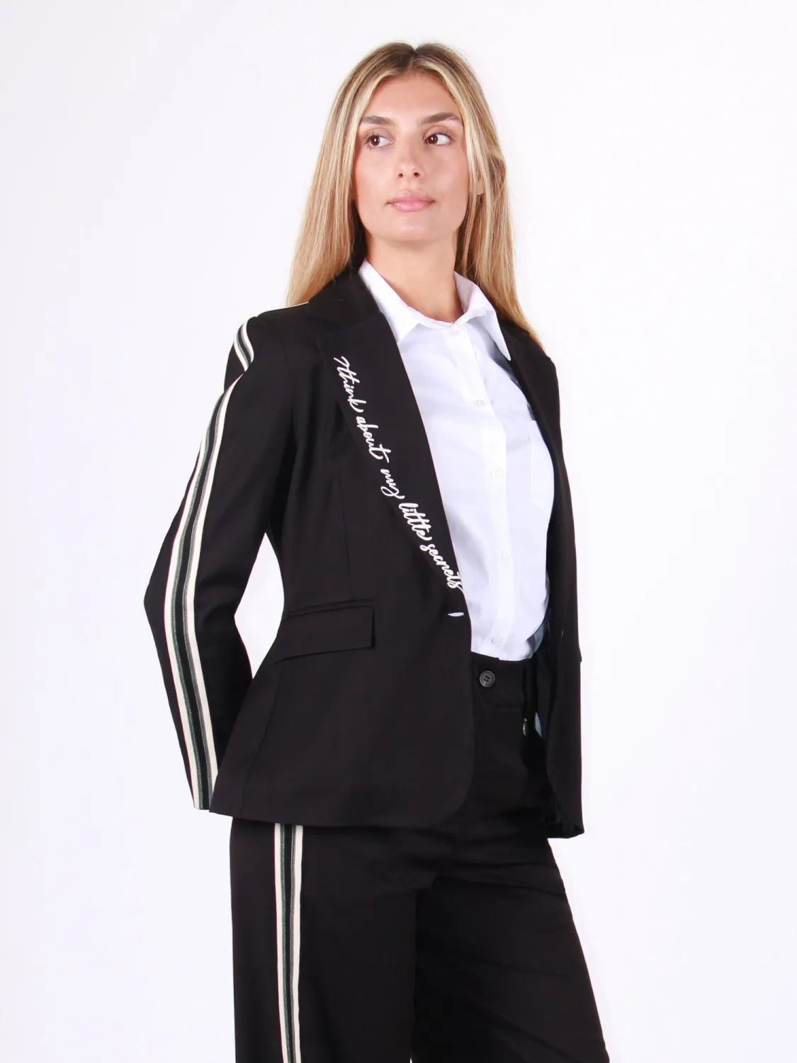 Viscose blend jacket with side stripes