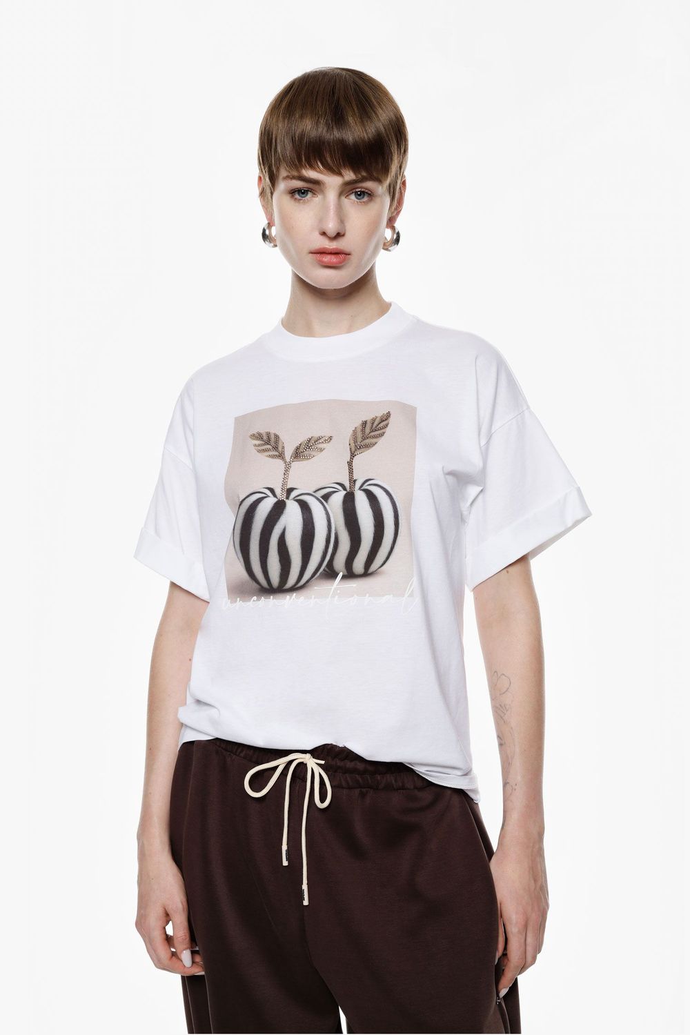 ​Regular T-shirt with rhinestone print