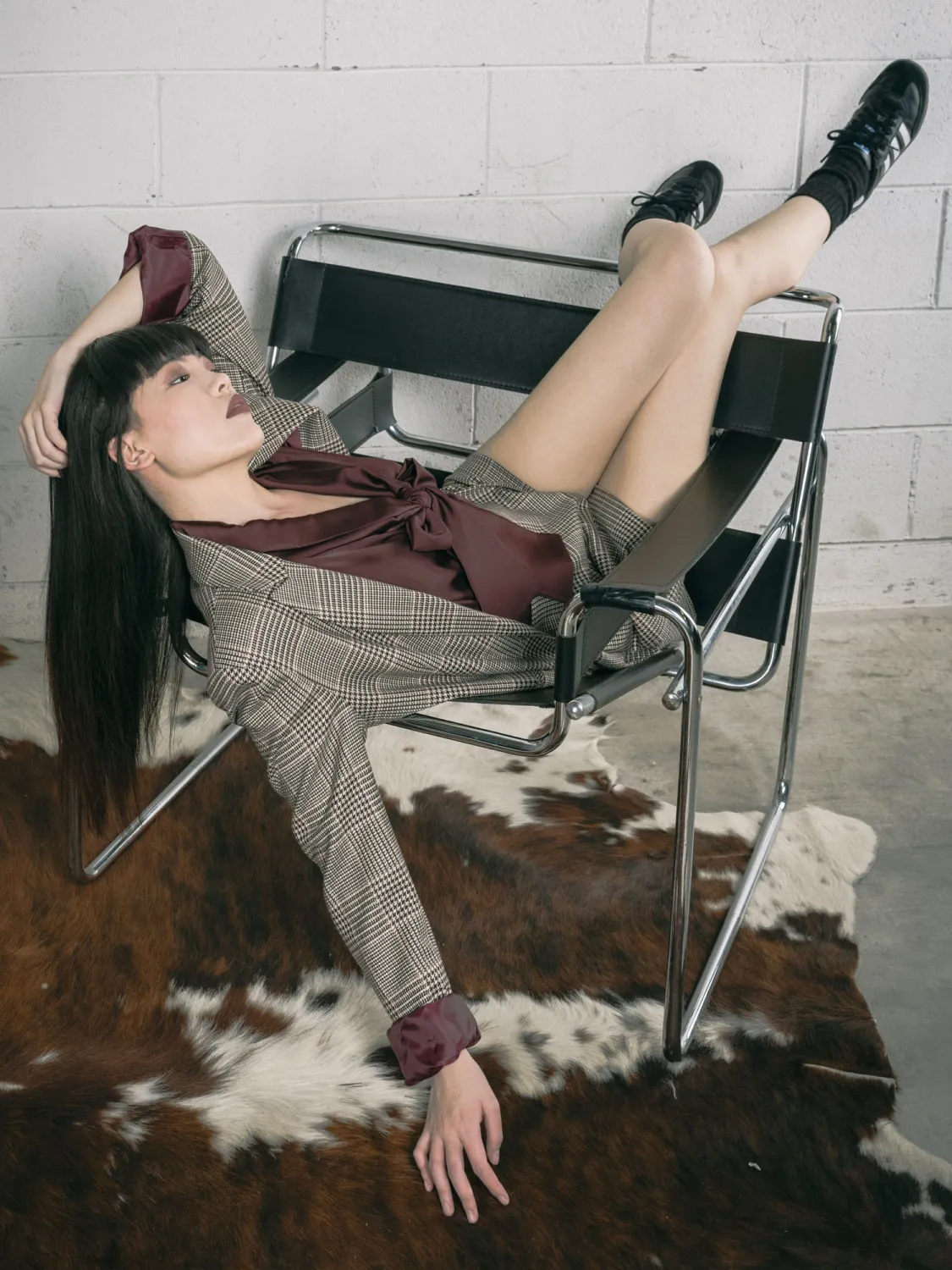 Single-breasted houndstooth jacket