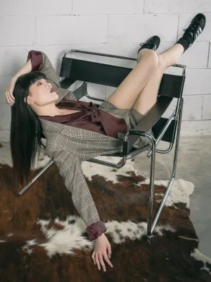Single-breasted houndstooth jacket