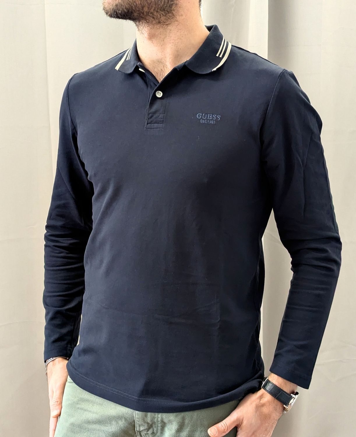 Polo shirt with long sleeves