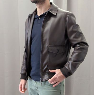 Faux leather aviator jacket