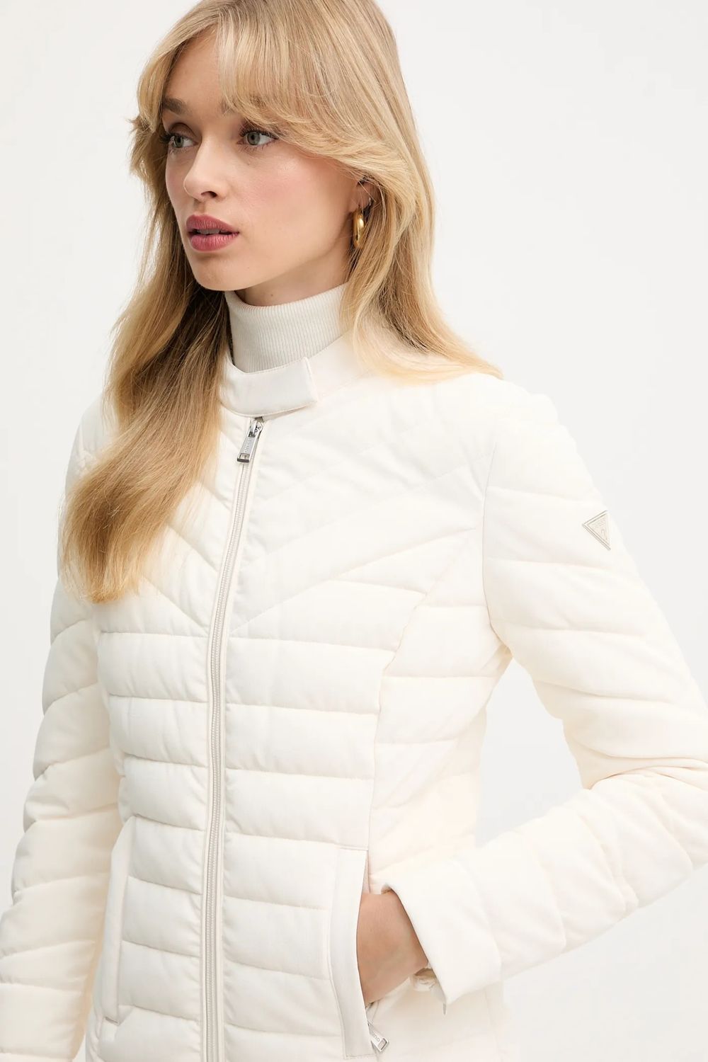 ​Stretch-fit quilted jacket, Size: M, Color: PANNA