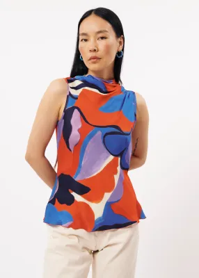 ​Satin effect floral print top