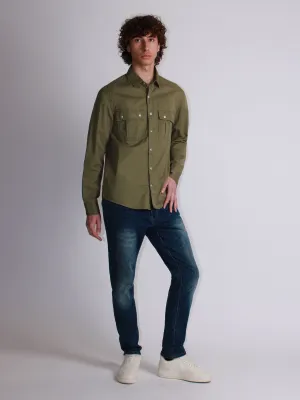 ​​Pure cotton denim overshirt​