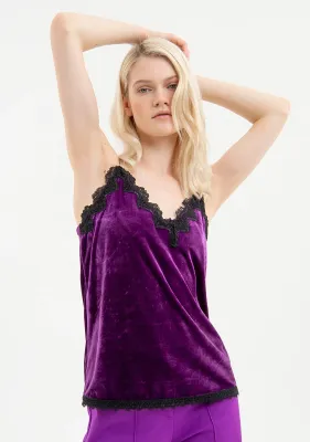 ​Lingerie-style top in soft velvet