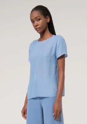Short-sleeved silk top