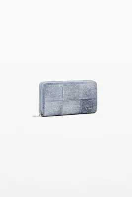 Wallet with a woven denim effect