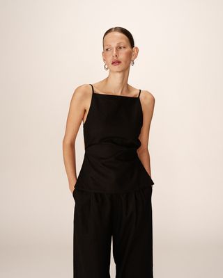 Linen blend top