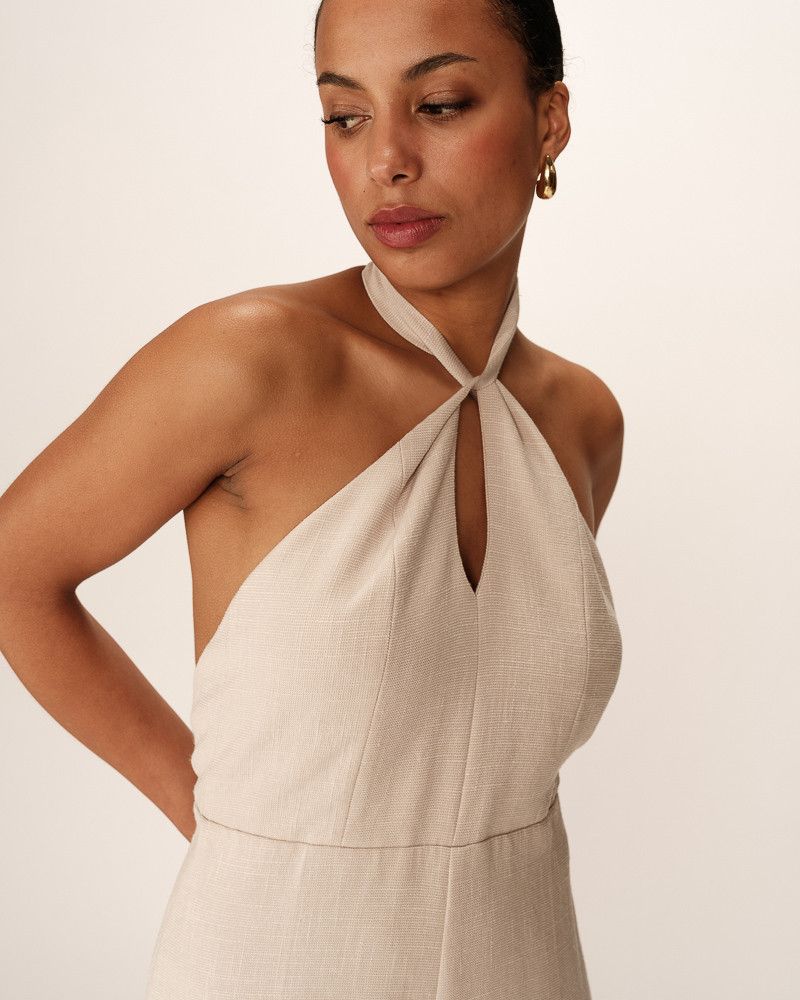 Jumpsuit with crossover neckline