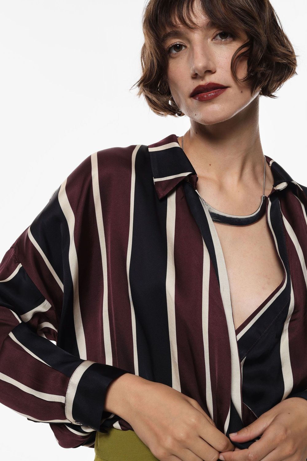 Striped cropped shirt