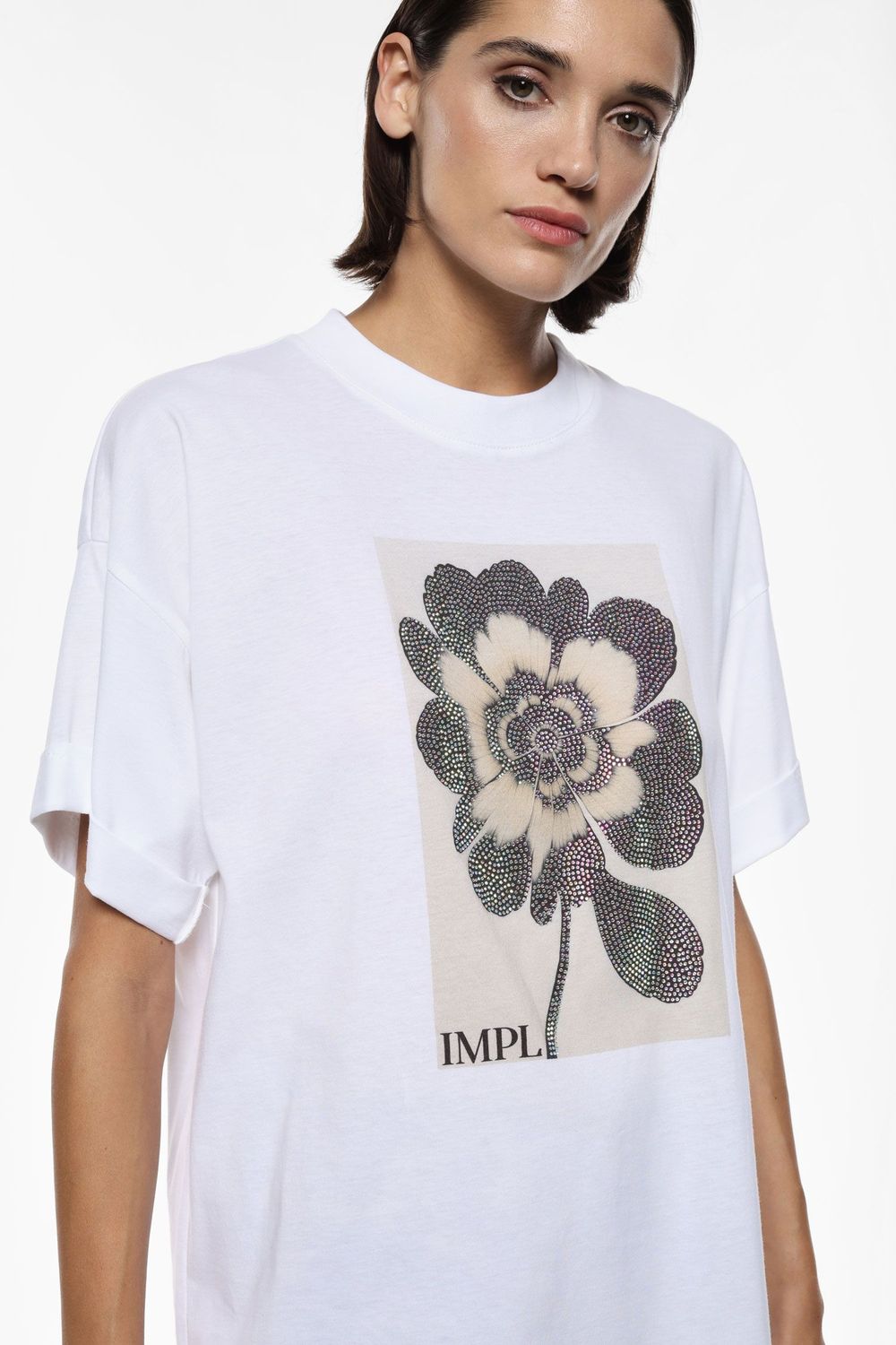 Crew-neck T-shirt with flower print