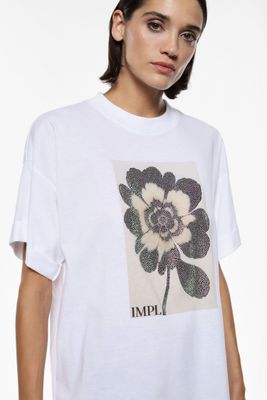 Crew-neck T-shirt with flower print