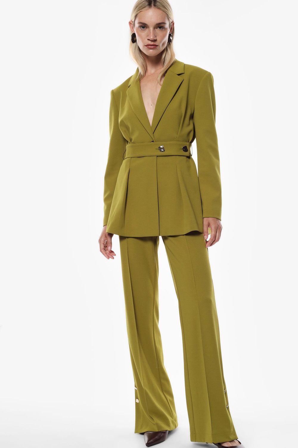 Flared pants with buttons