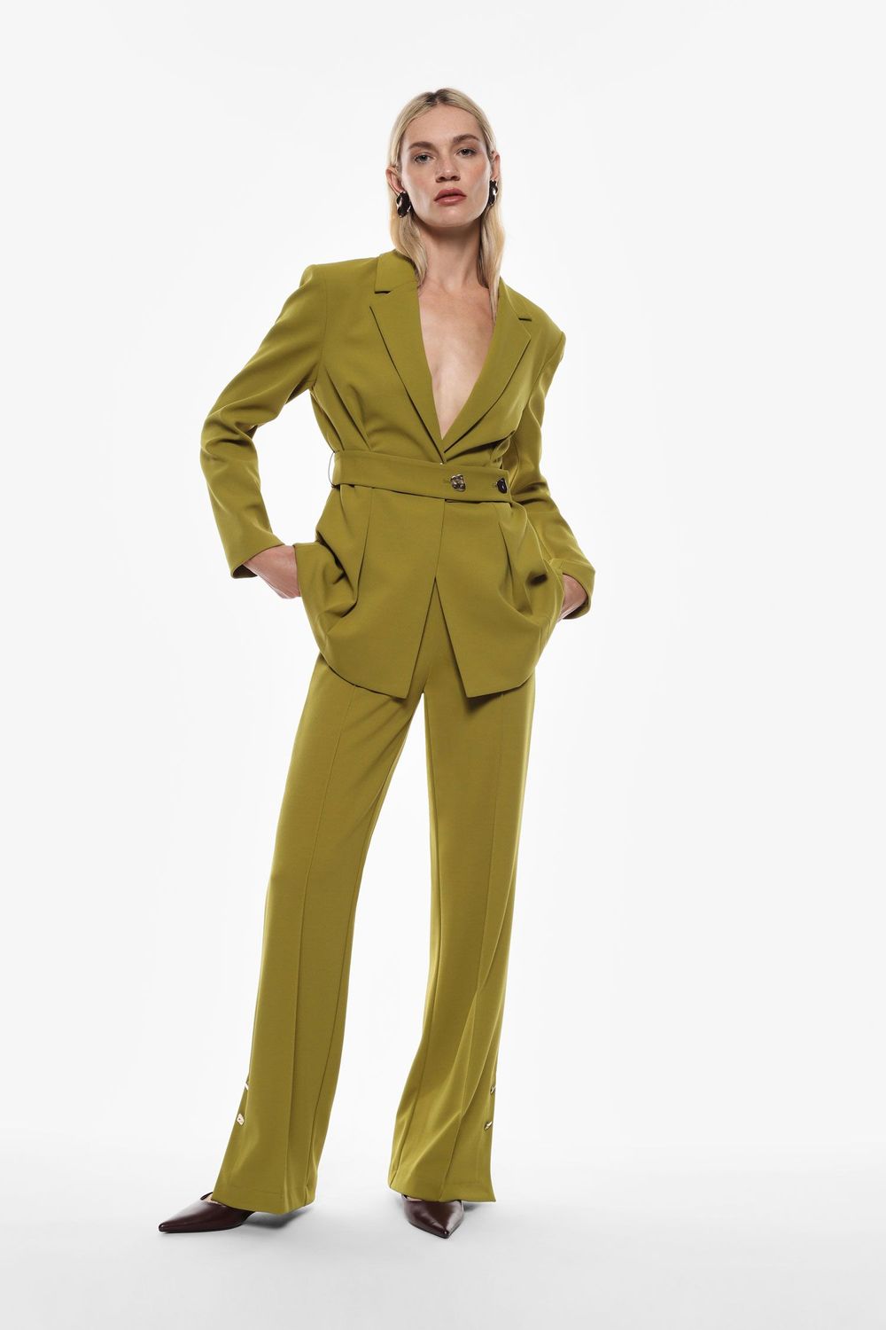 Flared pants with buttons