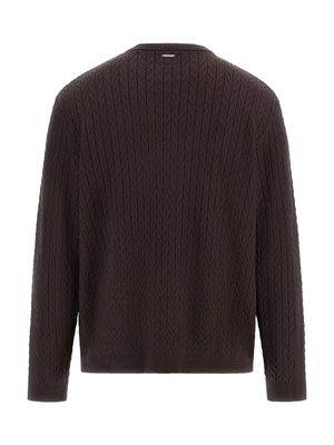 Crew neck sweater with herringbone weave