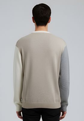 Color-block crewneck sweater