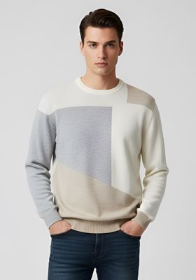 Color-block crewneck sweater