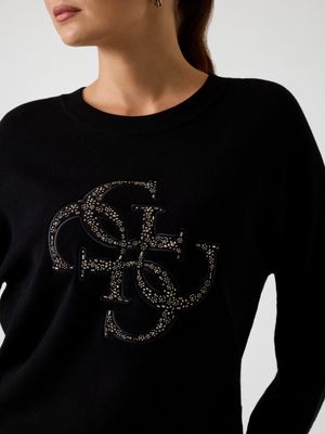 Sweater with logo and bright studs