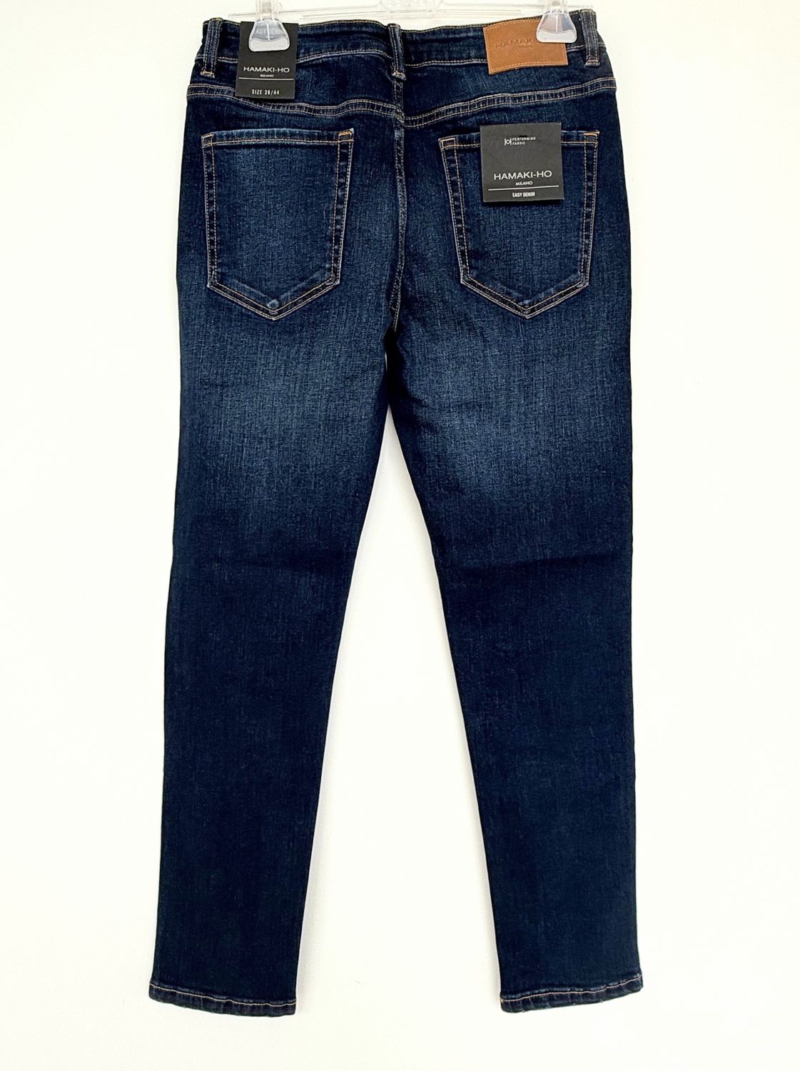 Slim-fit dark denim jeans
