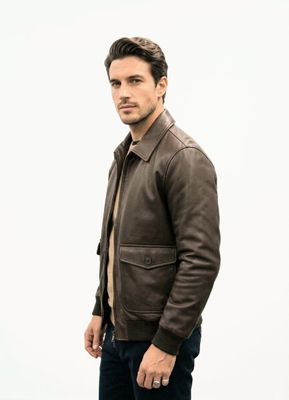 Faux leather aviator jacket