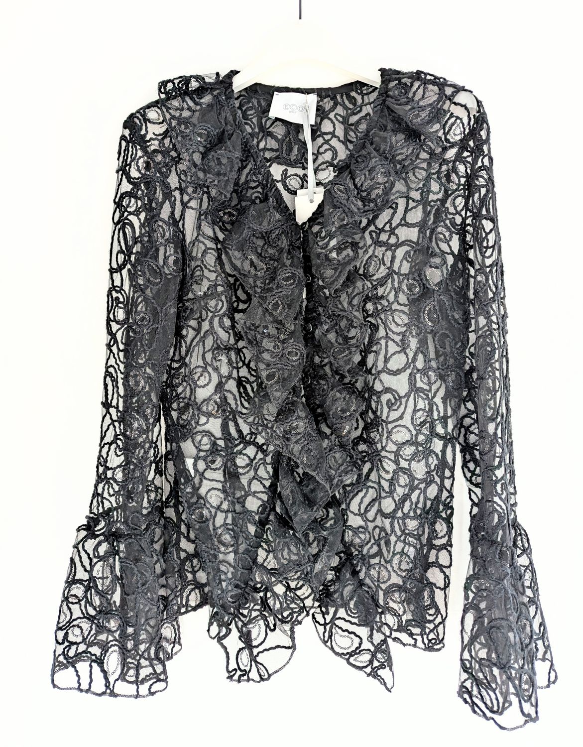 Tulle blouse with embroidery