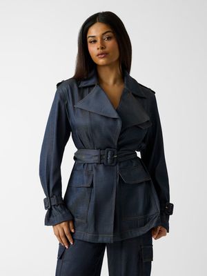 ​​Regular denim trench coat