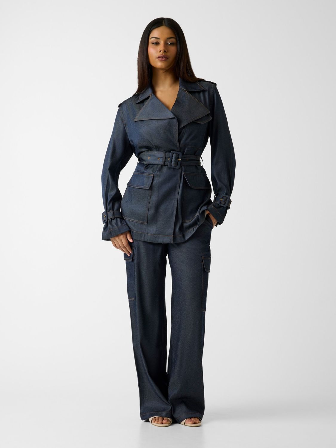 ​​Regular denim trench coat