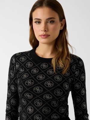 Crewneck sweater with 4G rhinestone