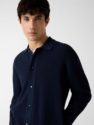 Cardigan with polo collar